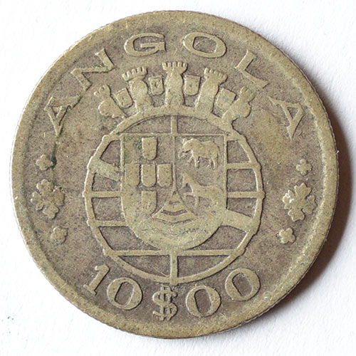 1952 Angola 10 escudos 5g 72% silver